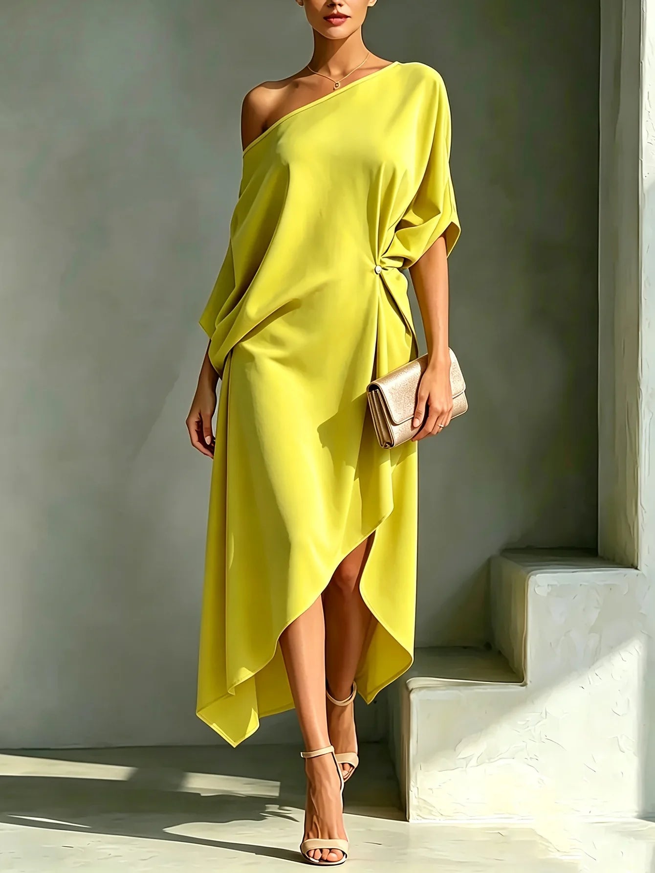 Asymmetric Cascade Dress