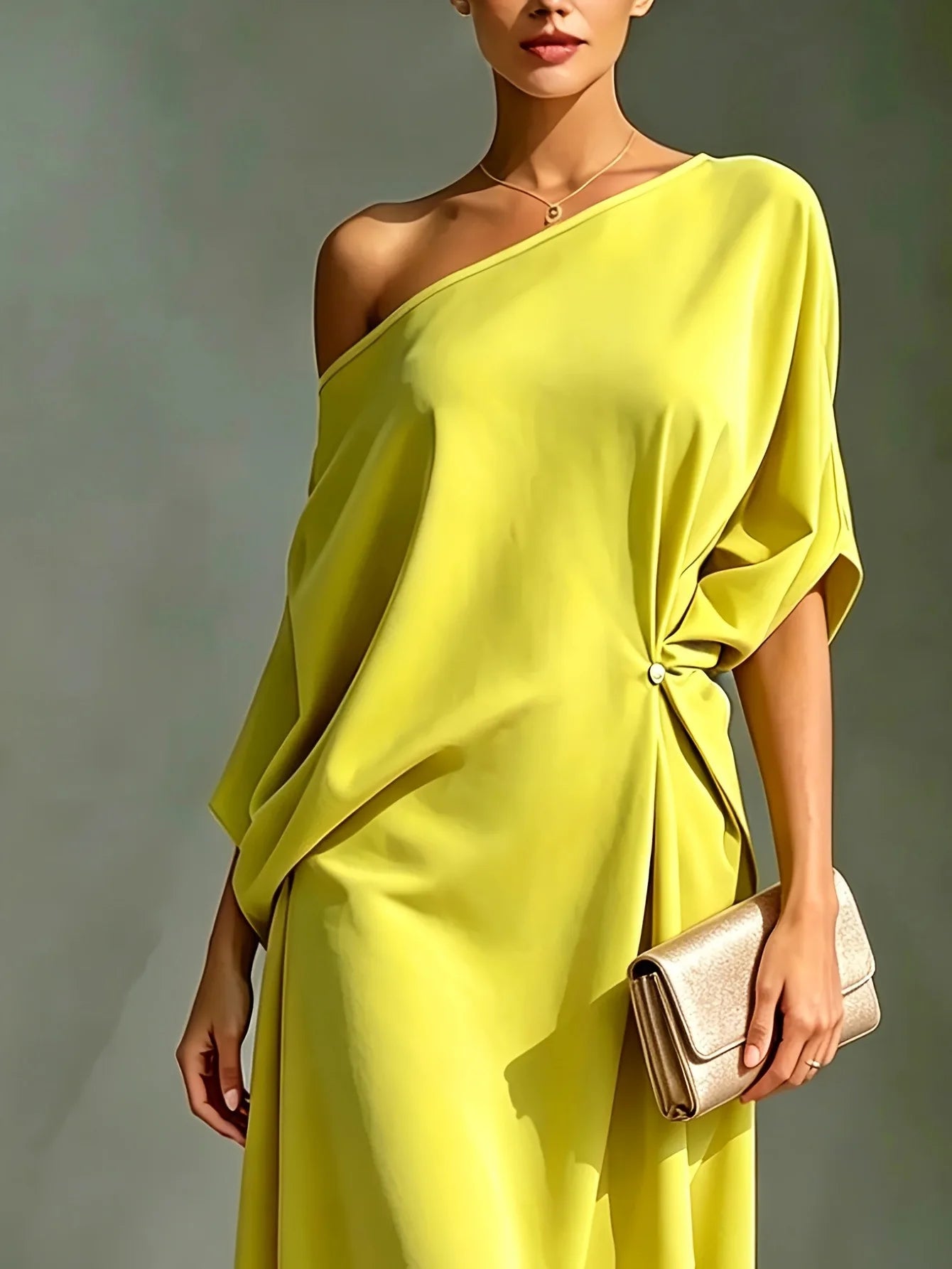 Asymmetric Cascade Dress
