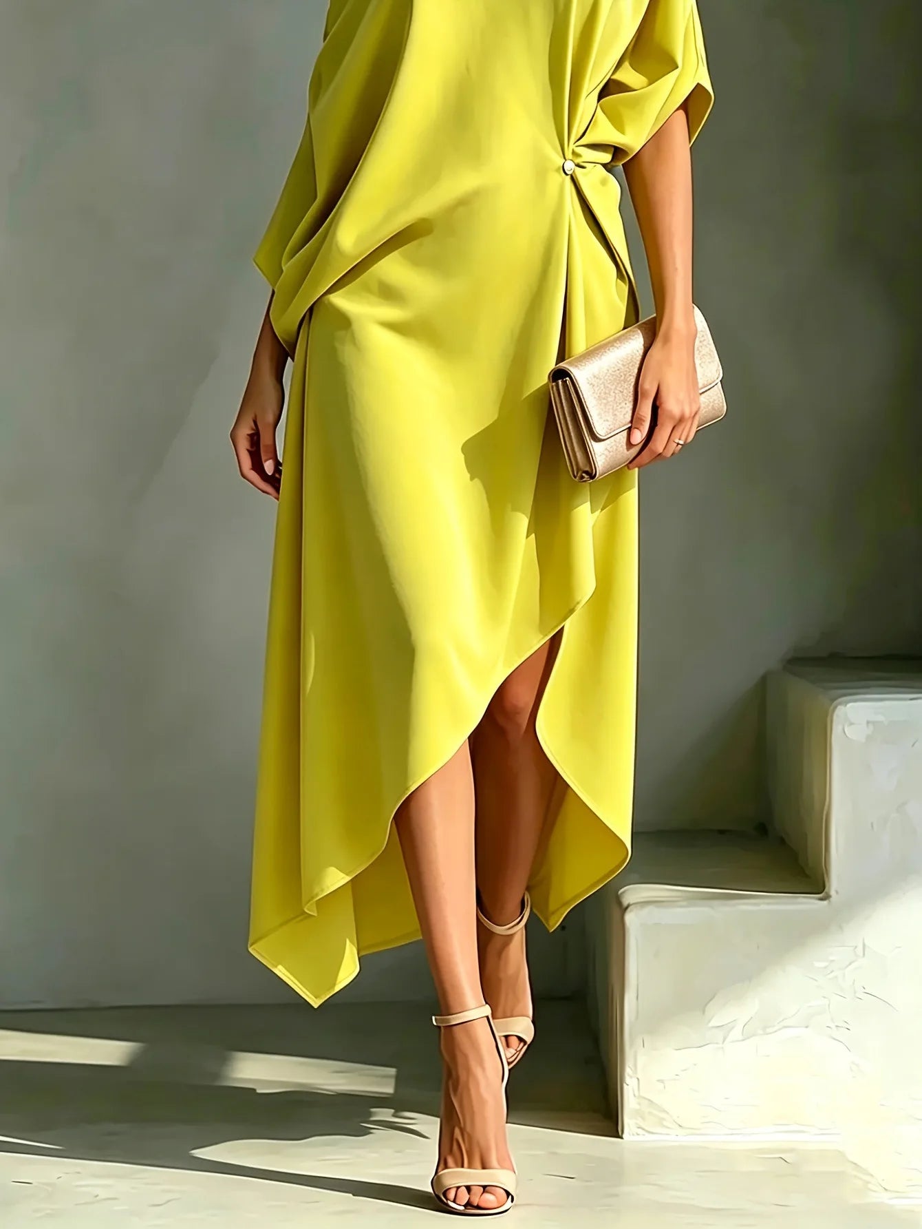 Asymmetric Cascade Dress