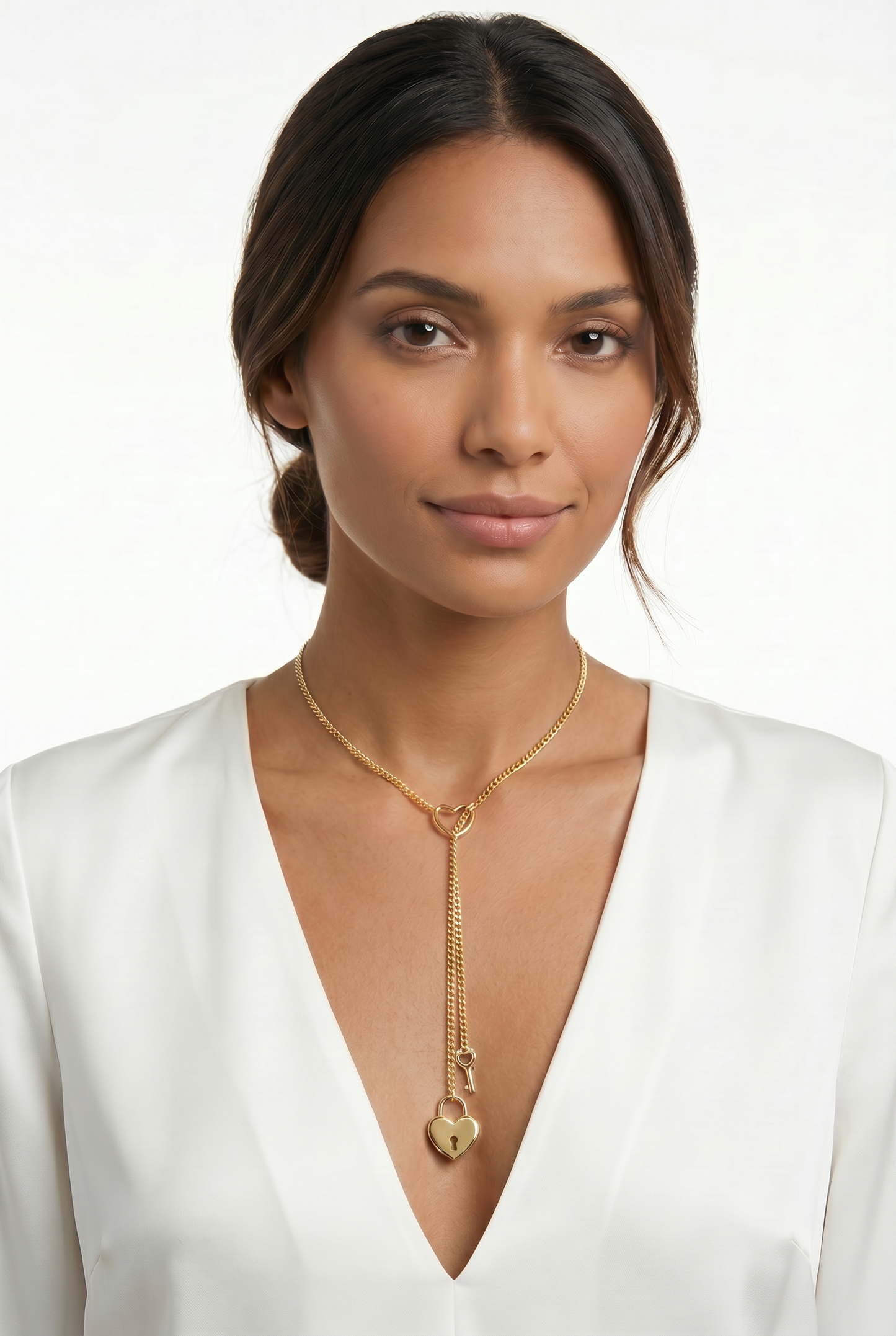 Heart Lock Lariat Necklace