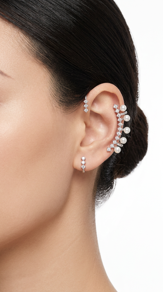 Pearl Cascade Ear Clip (No Piercing)